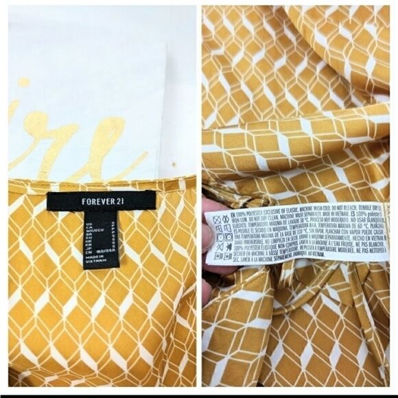 Forever 21 Gold V-Neck Tie Long Sleeve Top - Picture 5 of 8